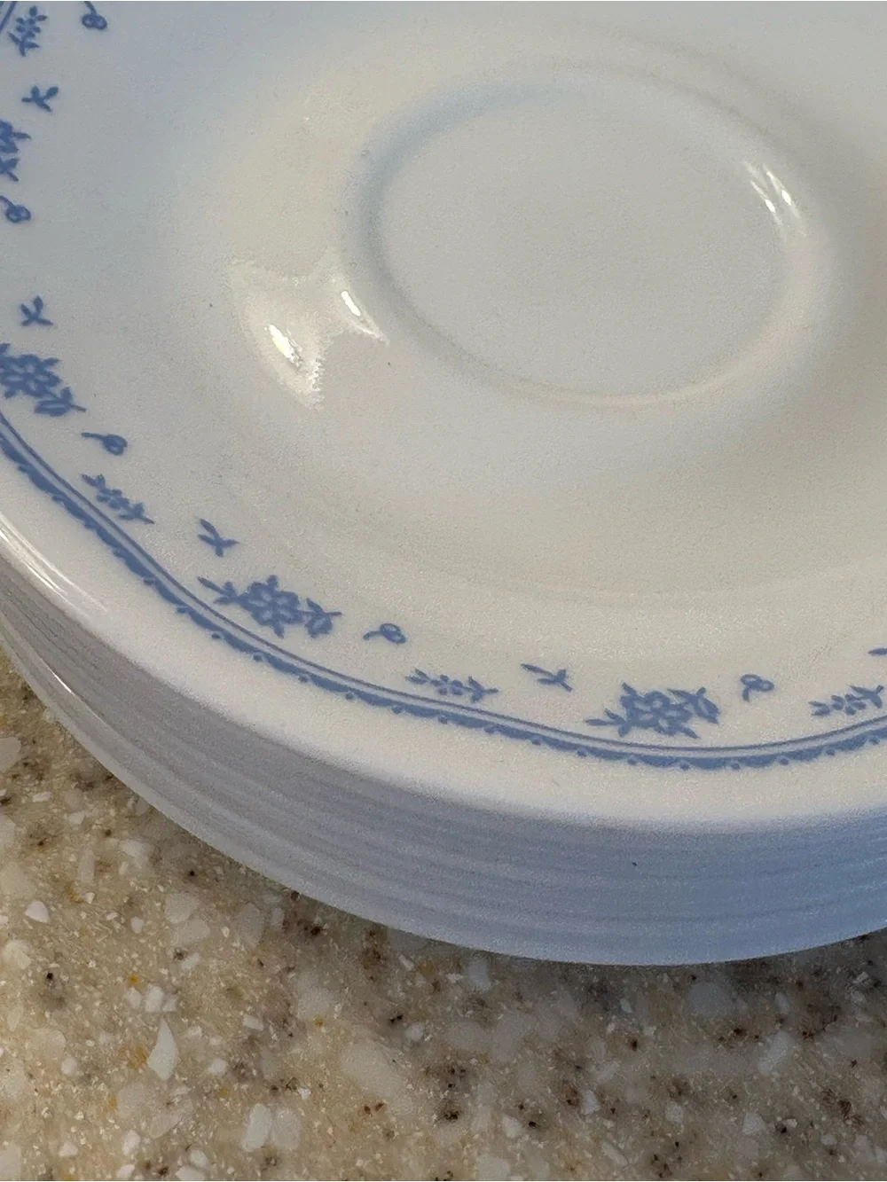 10-Vintage Corelle  Blue Floral Saucer - Classic Home Dining